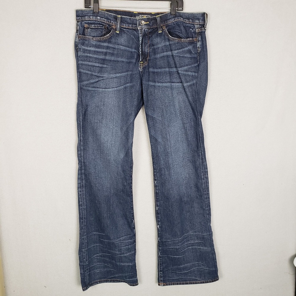 Lucky Brand 181 Relaxed Straight Jeans Dark Wash Blue Denim 38x33 Mens